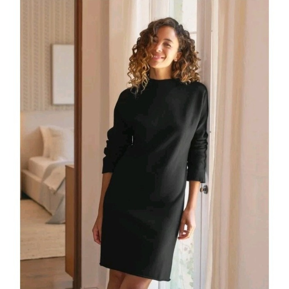 Frank & Eileen Izzie Sweatshirt Party Dress L Cottagecore Minimalist Cozy Black